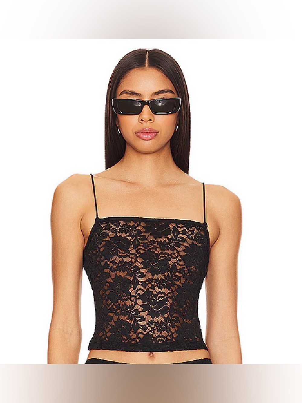 Superdown Revolve Justine Black Lace Square Neck Sleeveless Camisole Top S NWT